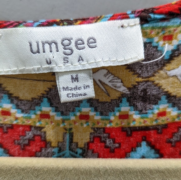 Umgee Boho Peasant Tribal Aztec Babydoll Tunic Dress Size Medium - Picture 3 of 9